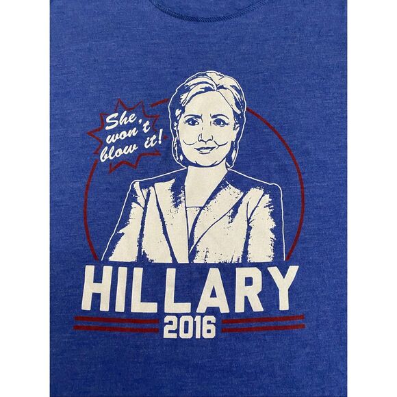 Hillary Clinton She Won’t Blow It Tank Tipsy Elves Blue Women’s Sz Large - Picture 2 of 4